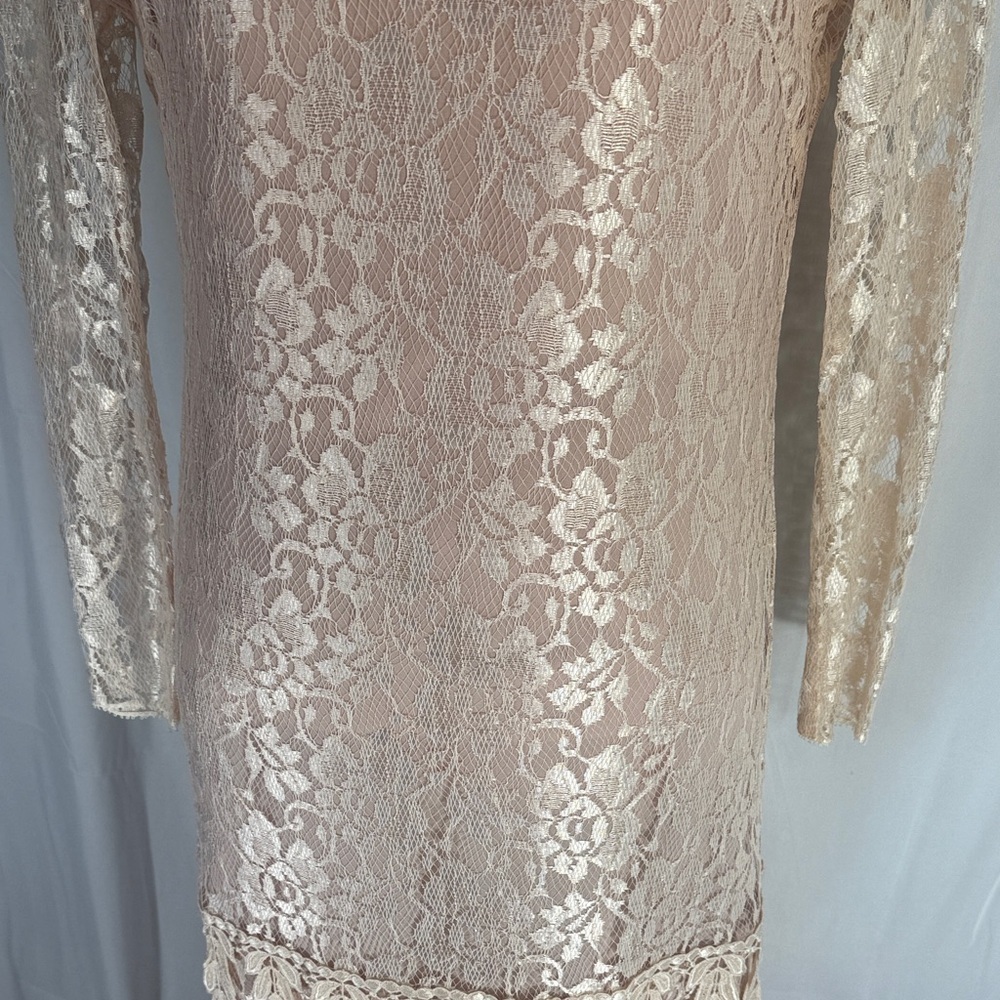 Ursula of Switzerland Lace Long Sleeve Dress in Rose Gold Size 8 - Picture 5 of 12